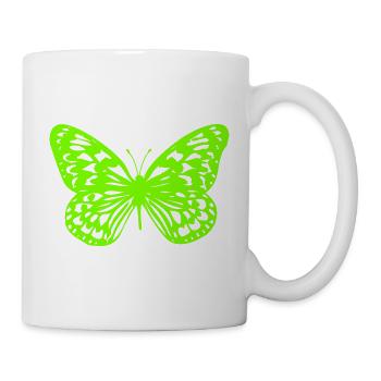 Neongrüner Schmetterling-Umriss - Tasse - Weiß - Rechts