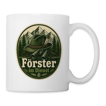 Förster im Dienst Kostüm Wald Verkleidung Fasching - Tasse - Weiß - Rechts
