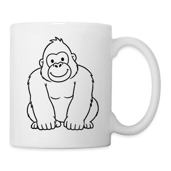 Gorilla Konturzeichnung - Tasse - Weiß - Rechts