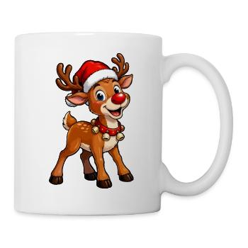 Rentier mit Weihnachtsmütze - Tasse - Weiß - Rechts