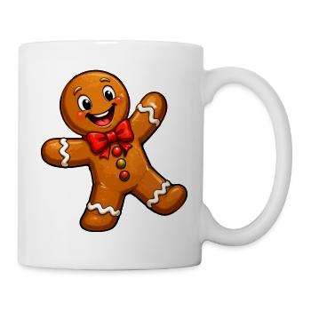 Lebkuchenmann mit roter Schleife - Tasse - Weiß - Rechts