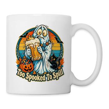 Halloween Geist Too Spooked To Spill Retro-Sonne - Tasse - Weiß - Rechts