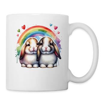 Kaninchen Regenbogenhasen Kuschelduo Hasen - Tasse - Weiß - Rechts