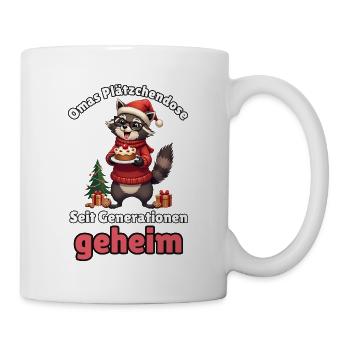 Oma-Waschbär zu Weihnachten - Tasse - Weiß - Rechts