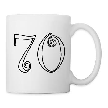 70. 70 JAHRE. 70-JÄHRIGES JUBILÄUM. 70-JÄHRIGES JUBILÄUM. - Tasse - Weiß - Rechts