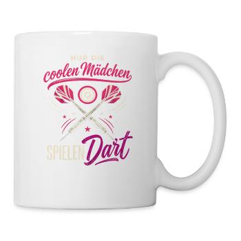 Nur Die Coolen Mädchen Spielen Dart Spruch - Tasse - Weiß - Rechts