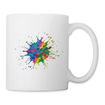 Farbexplosion Farbkleckse Farbspritzer Geschenk - Tasse - Weiß - Rechts