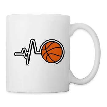 Basketball Herzschlag Puls Line Art Minimal Shirt - Tasse - Weiß - Rechts
