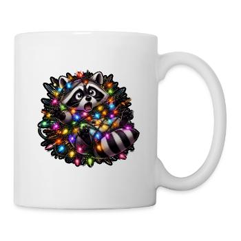 Waschbär Lichterkette Manga Cute Chaos T-Shirt - Tasse - Weiß - Rechts