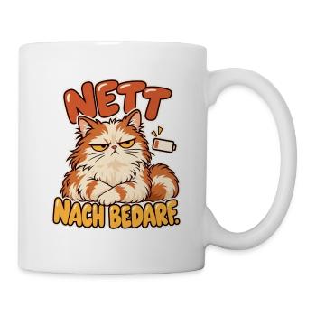Grimmige Katze mit Spruchdruck - Tasse - Weiß - Rechts