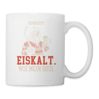 Eishockey Bier Eiskalt - Gravur Hobbyspieler - Tasse - Weiß - Rechts