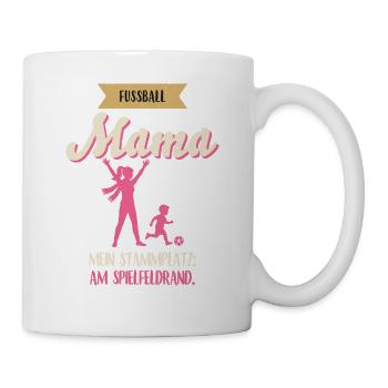 Stammplatz am Spielfeldrand - Fußball Mutter - Tasse - Weiß - Rechts