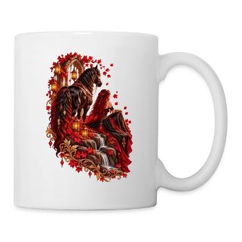 Rotes Pferd im Herbstlicht - Tasse - Weiß - Rechts