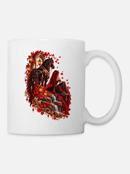 Rotes Pferd im Herbstlicht - Tasse - Weiß