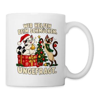 Katzenmama Geschenkidee Tannenbaum Weihnachten - Tasse - Weiß - Rechts
