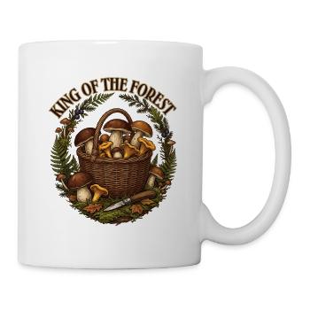 König des Waldes: Pilzkorb - Tasse - Weiß - Rechts