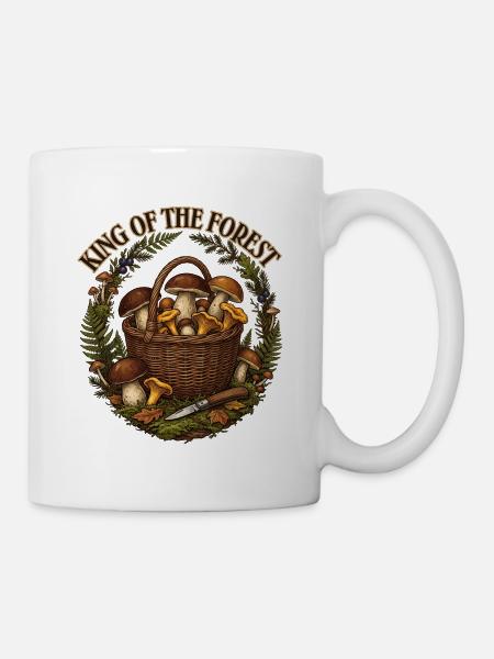 König des Waldes: Pilzkorb - Tasse - Weiß