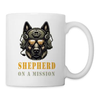 Schäferhund mit Militärhelm und Sonnenbrille - Tasse - Weiß - Rechts