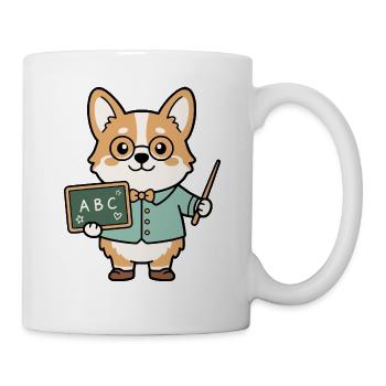 Niedliche Kawaii Corgi Lehrerpädagogen Kleidung - Tasse - Weiß - Rechts