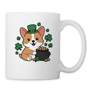 Niedliches Kawaii Corgi Leprechaun St. Patricks Shirt - Tasse - Weiß - Rechts