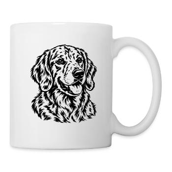 Golden Retriever – Fröhliches Schwarz Weiß Porträt - Tasse - Weiß - Rechts