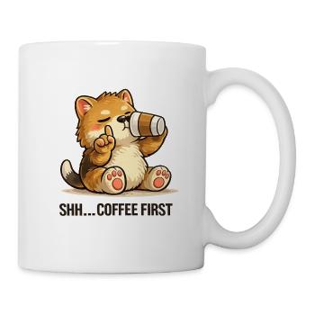Quokka mit Kaffee und Coffee First Spruch - Tasse - Weiß - Rechts