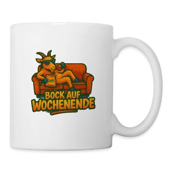 Bock auf Wochenende Ziege auf dem Sofa - Tasse - Weiß - Rechts