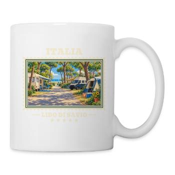 Italien Lido di Savio Camping Vintage Reisemarke - Tasse - Weiß - Rechts