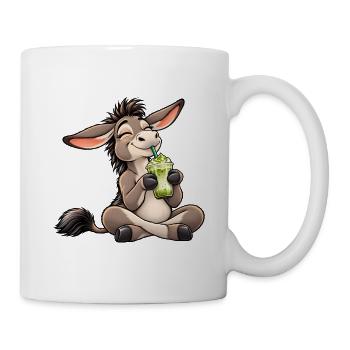 Esel mit Matcha Latte – Süßer Teegenuss - Tasse - Weiß - Rechts