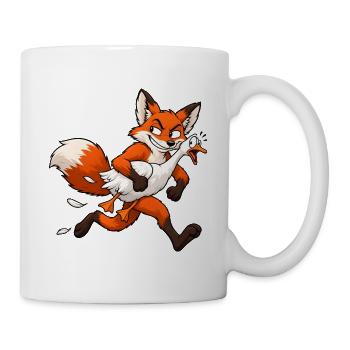 Fuchs entführt Gans – Lustiger Comic - Tasse - Weiß - Rechts