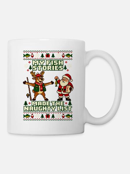 Weihnachten Angler Rentier Humor - Tasse - Weiß