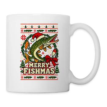 Weihnachten Hecht Angler Fishmas - Tasse - Weiß - Rechts