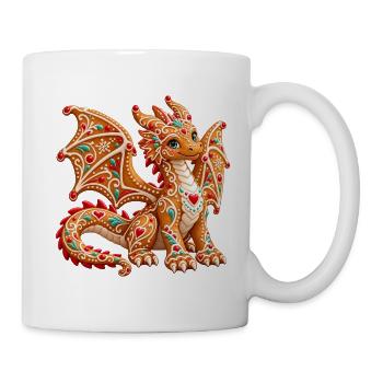 Lebkuchendrache – Süßer Weihnachtsdrache - Tasse - Weiß - Rechts