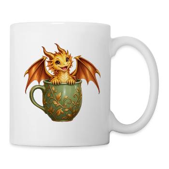 Goldener Babydrache in einer Tasse - Tasse - Weiß - Rechts