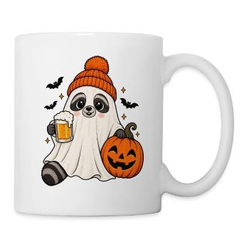 Geist Waschbär Holding Beer Pumpkin Spooky Fall - Tasse - Weiß - Rechts