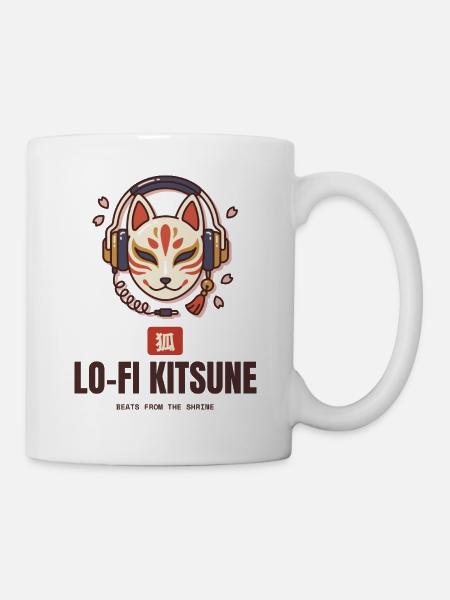Lo-Fi Kitsune Fuchsmaske Kopfhörer Beats - Tasse - Weiß