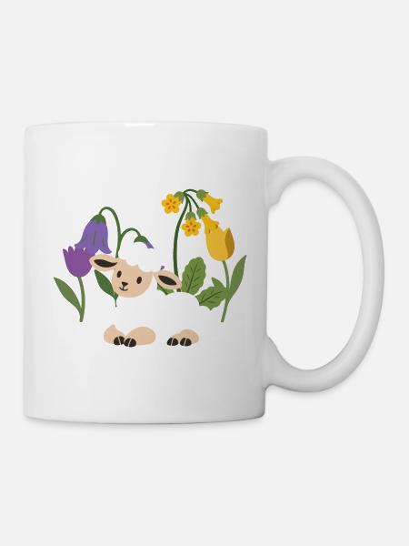 Lamm Blumen Kinder Geschenkidee - Tasse - Weiß