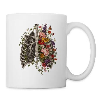 Blumenherz im Skelettlook - Tasse - Weiß - Rechts