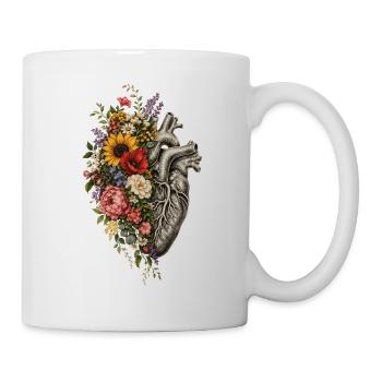 Blütenherz: Florales Anatomie-Design - Tasse - Weiß - Rechts