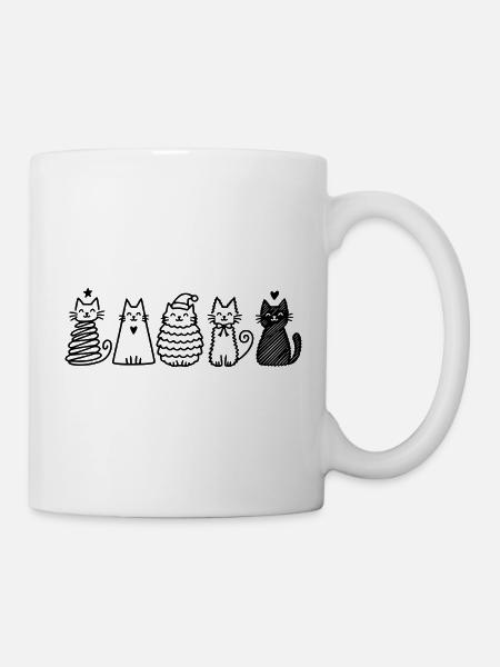 Katzen Weihnachten Silhouetten - Tasse - Weiß