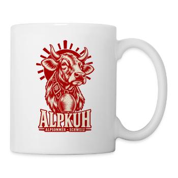 Alpkuh mit Treichel – Alpsommer Retro - Tasse - Weiß - Rechts