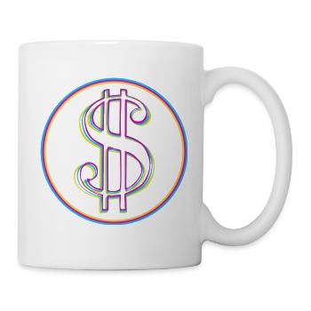 Neon-Dollar Zeichen im Kreis - Tasse - Weiß - Rechts