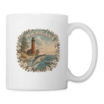Michigan – Great Lakes USA State Vintage Art - Tasse - Weiß - Rechts
