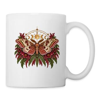 Mondmotte im Blütenkranz - Tasse - Weiß - Rechts