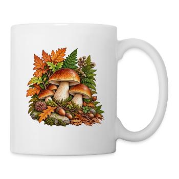 Herbstpilze im bunten Laub - Tasse - Weiß - Rechts