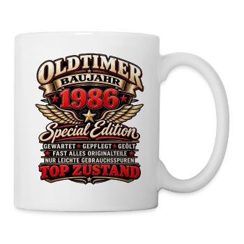 Oldtimer Baujahr 1986 – Vintage Special Edition - Tasse - Weiß - Rechts