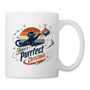 Retro Katze Purrfekt Weihnachten - Tasse - Weiß - Rechts