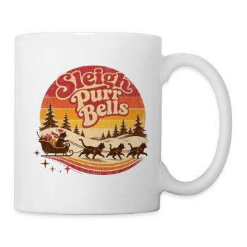 Retro Sleigh Purr Bells Weihnacht - Tasse - Weiß - Rechts