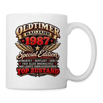 Oldtimer Baujahr 1987 – Special Edition - Tasse - Weiß - Rechts