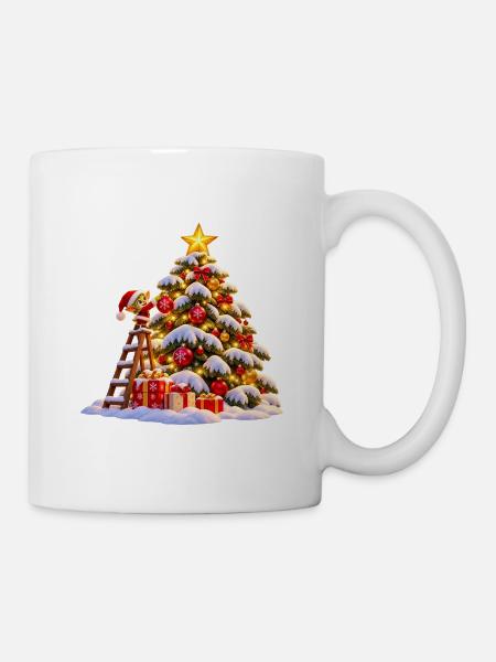 Winterlicher Weihnachtsbaum mit Stern Wenuma - Tasse - Weiß